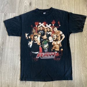 Men’s vintage x wwe 2007 raw cast smack down wrestling wrestler black t-shirt